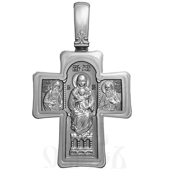 крест с образом божией матери киево-печерская, серебро 925 проба с родированием (арт. 17.012р)