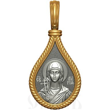 нательная икона св. равноапостольная мария магдалина, серебро 925 проба с золочением (арт. 06.028)