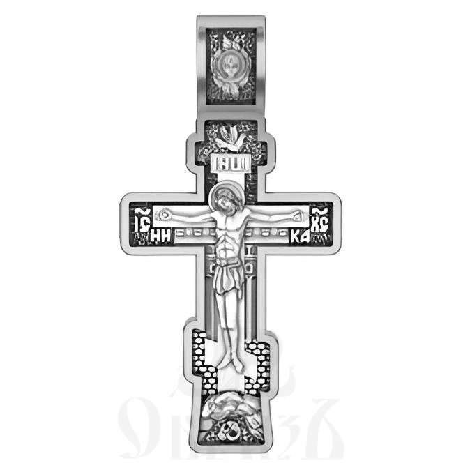 восьмиконечный крест большой с молитвой честному кресту, серебро 925 проба с родированием (арт. 17.055р)