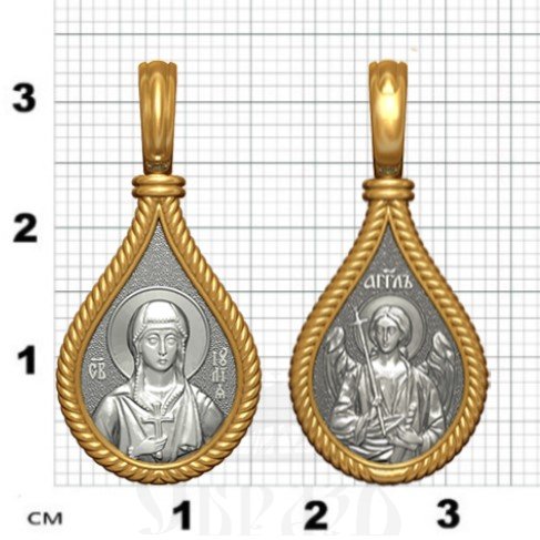 нательная икона св. мученица иулия (юлия) карфагенская, серебро 925 проба с золочением (арт. 06.038)