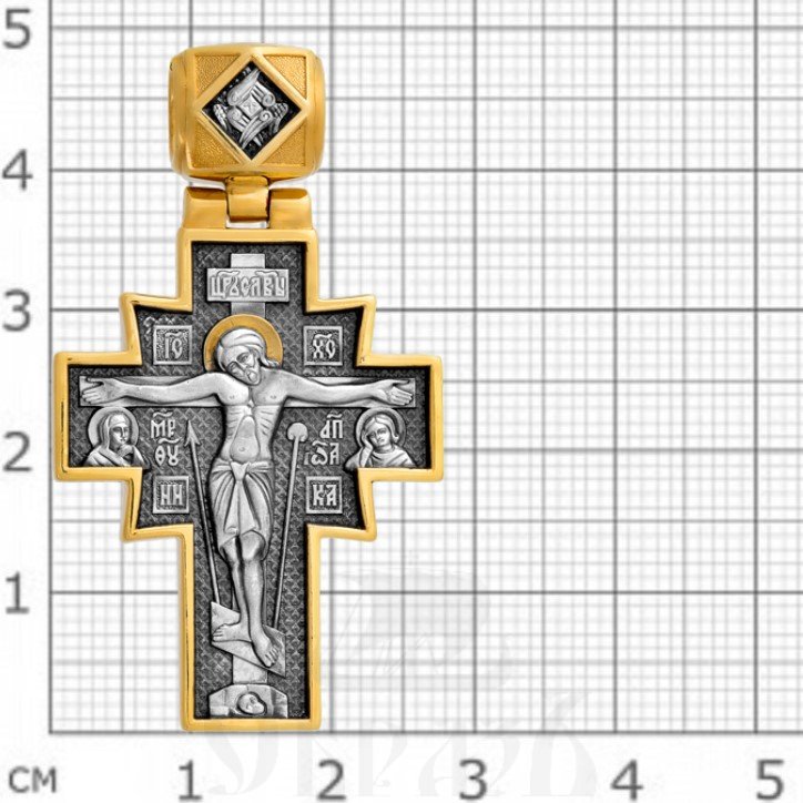 крест «распятие. икона божией матери «неопалимая купина», серебро 925 проба с золочением (арт. 101.254)