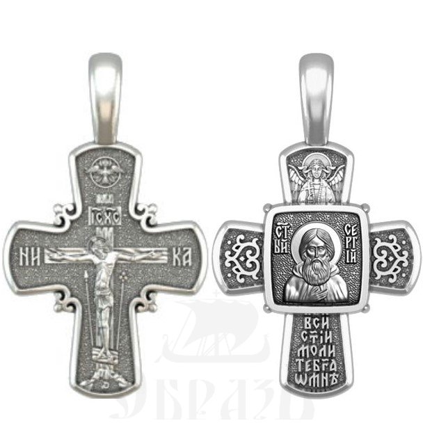крест святой преподобный сергий радонежский, серебро 925 проба (арт. 33.086)