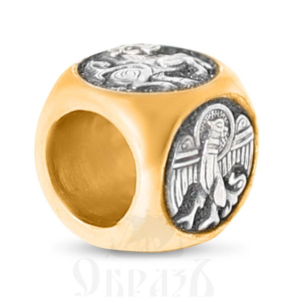 православная бусина с символома евангелистов, серебро 925 пробы с золочением (арт. 43248)