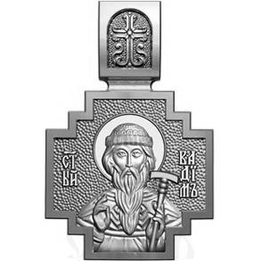 нательная икона св. преподобномученник вадим персидский, серебро 925 проба с платинирование (арт. 06.059р)