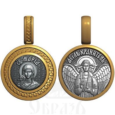 нательная икона св. равноапостольная мария магдалина, серебро 925 проба с золочением (арт. 08.028)