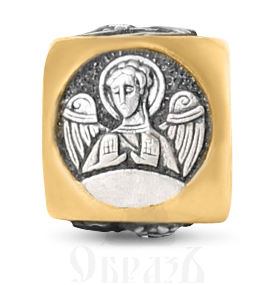 православная бусина с символома евангелистов, серебро 925 пробы с золочением (арт. 43248)
