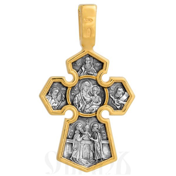 крест «господь вседержитель. икона божией матери «седмиезерная», серебро 925 проба с золочением (арт. 101.208)