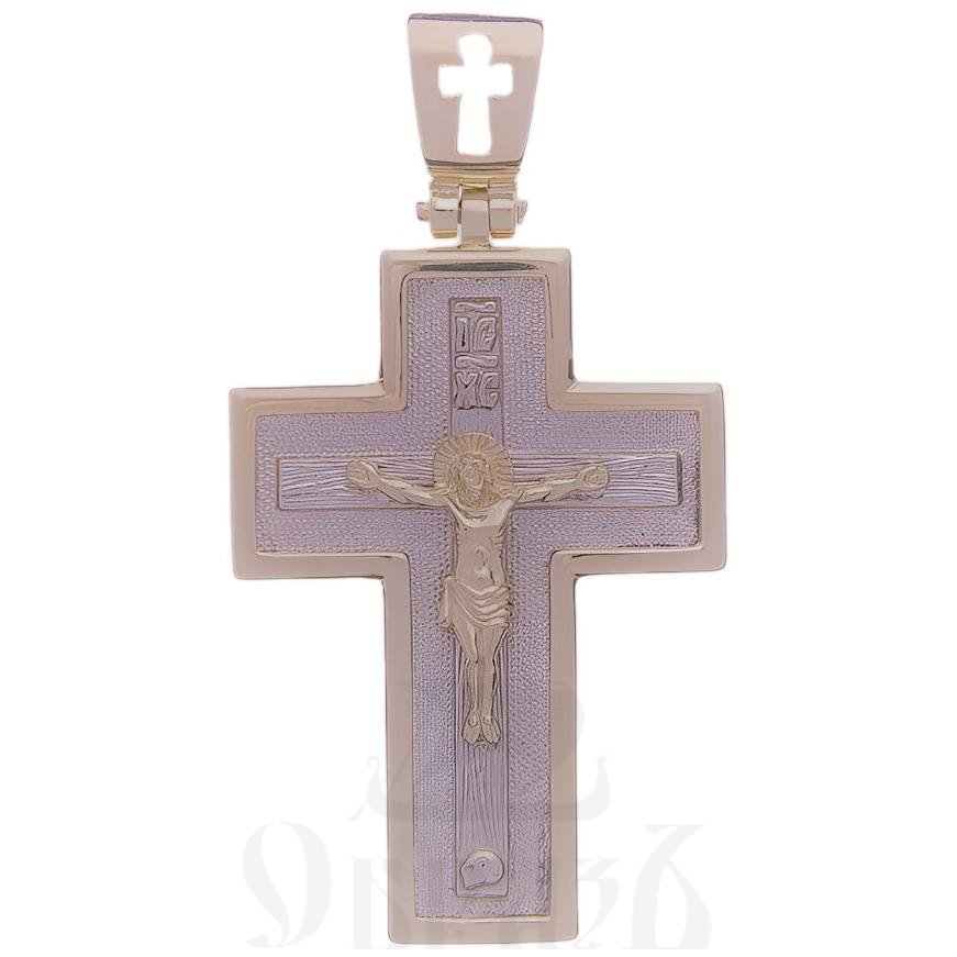 золотой крест с молитвой "отче наш", 585 проба красного и белого цвета (арт. п30064-з5кб)