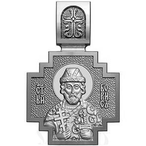 нательная икона св. благоверный князь страстотерпец борис, серебро 925 проба с родированием (арт. 06.057р)