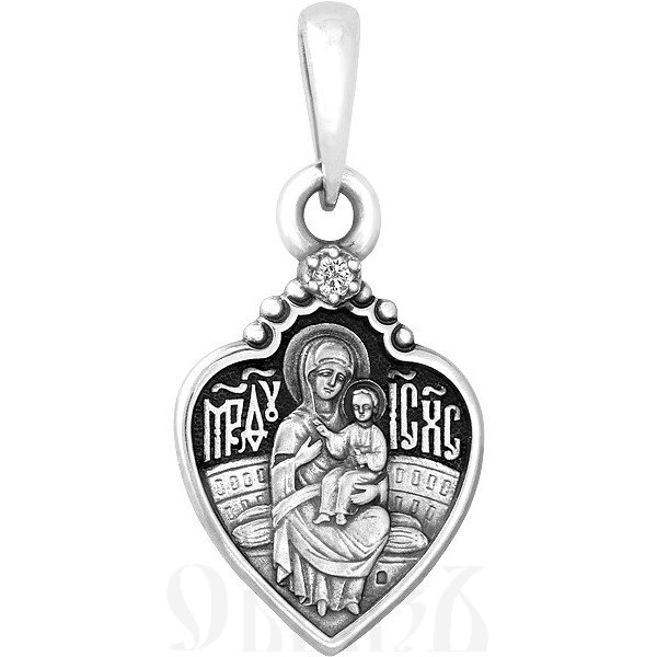 образок «икона божией матери «всецарица», серебро 925 проба с фианитом (арт. 102.623)